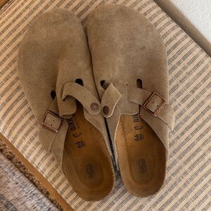 Men’s Birkenstock Taupe Suede Slip-Ons